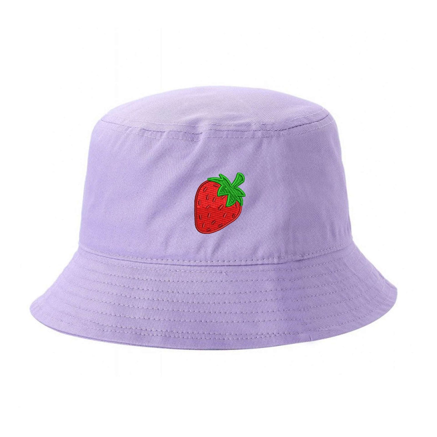 Lilac Bucket Hat embroidered with a strawberry - DSY Lifestyle