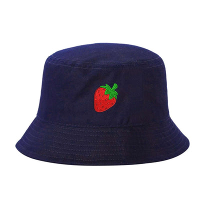 Navy Bucket Hat embroidered with a strawberry - DSY Lifestyle