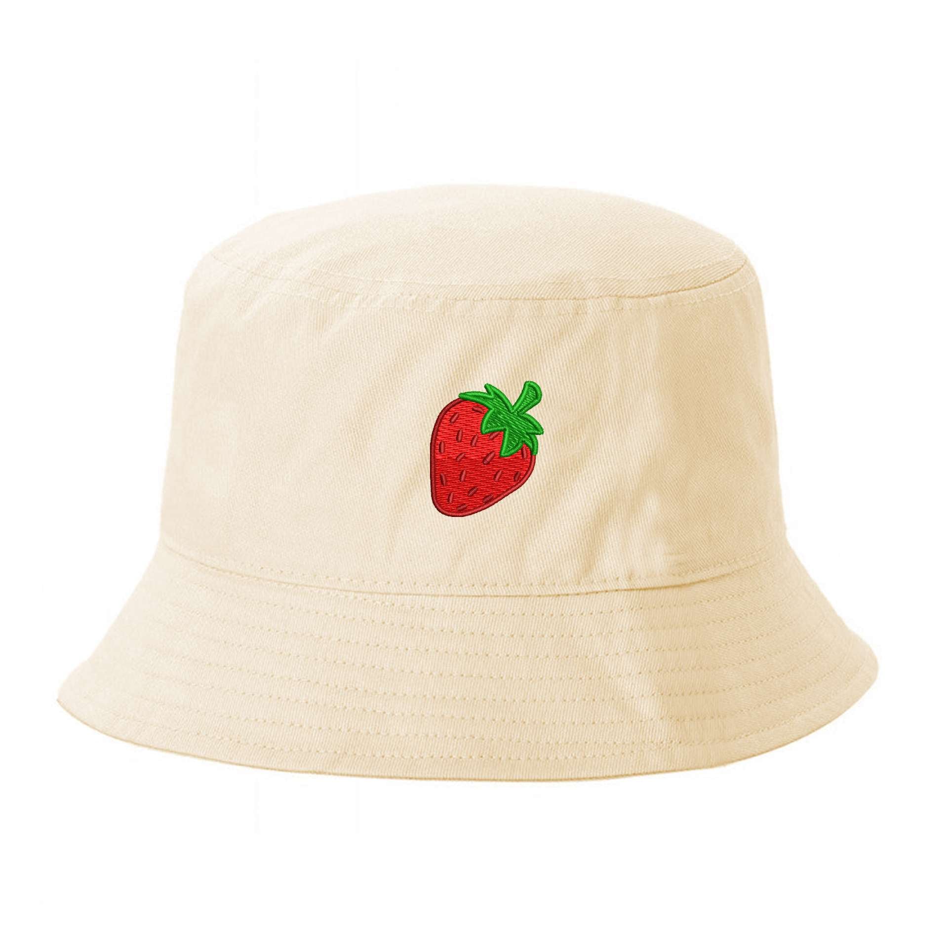 Stone Bucket Hat embroidered with a strawberry - DSY Lifestyle