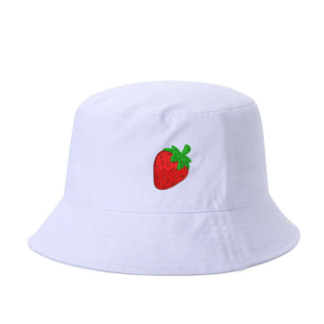 White Bucket Hat embroidered with a strawberry - DSY Lifestyle