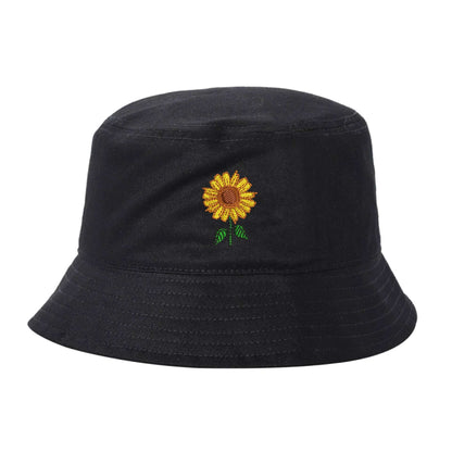Black Bucket hat embroidered with a sunflower for spring - DSY Lifestyle