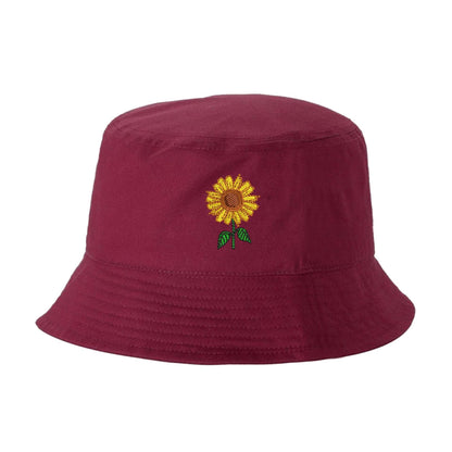 Burgundy Bucket hat embroidered with a sunflower for spring - DSY Lifestyle