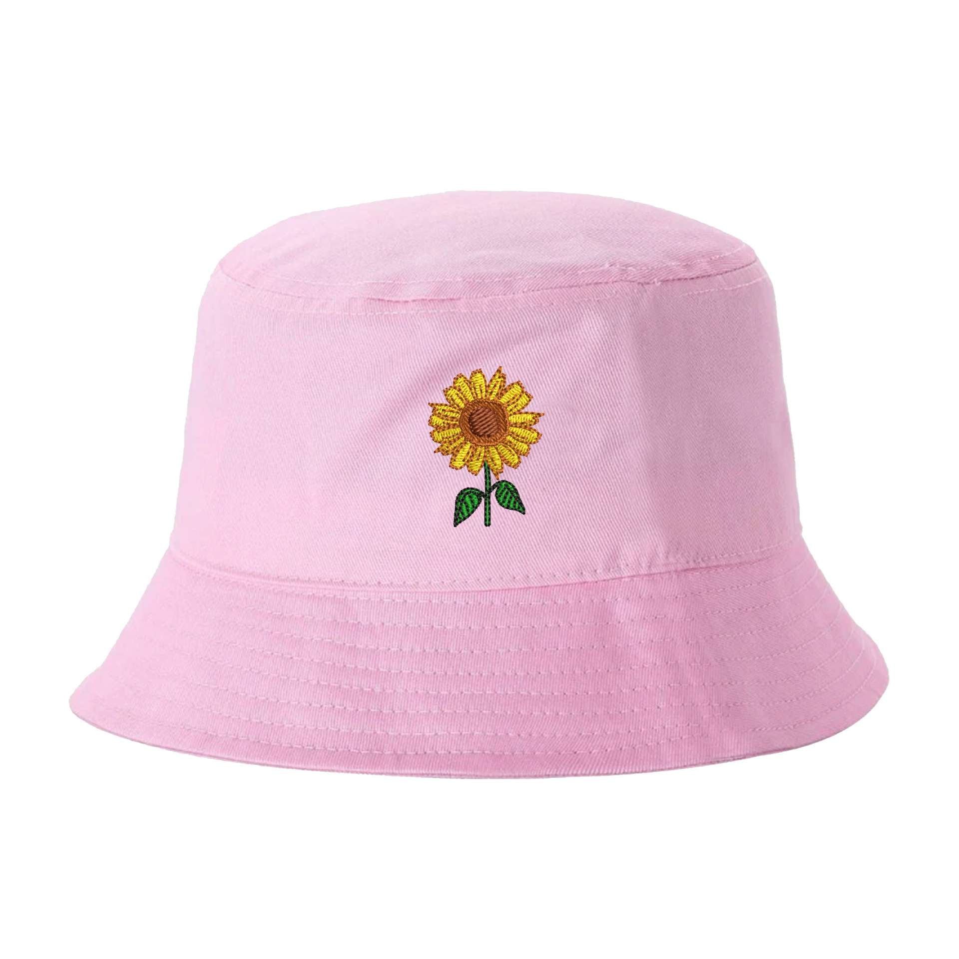 Pink Bucket hat embroidered with a sunflower for spring - DSY Lifestyle