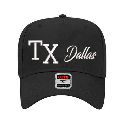Black Texas TX 3D Dallas 5-Panel Baseball Hat – A bold, embroidered cap repping Dallas and the Lone Star State in premium style – DSY Lifestyle