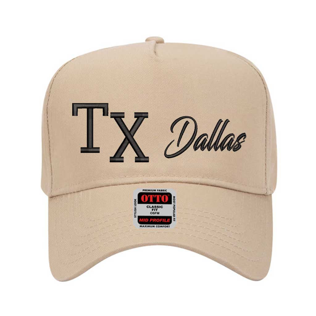 Khaki Texas TX 3D Dallas 5-Panel Baseball Hat – A bold, embroidered cap repping Dallas and the Lone Star State in premium style – DSY Lifestyle
