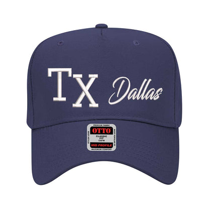 Navy Blue Texas TX 3D Dallas 5-Panel Baseball Hat – A bold, embroidered cap repping Dallas and the Lone Star State in premium style – DSY Lifestyle
