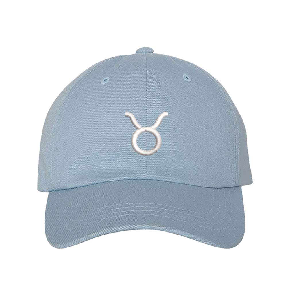 Sky Blue Baseball Cap embroidered with a Taurus Zodiac Symbol - DSY Lifestyle
