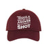 Burgundy Cotton baseball hat with “Tequila Might Not Be The Answer But It’s Worth A Shot” embroidered on the front, pre-curved brim, and adjustable strap. DSY Lifestyle.