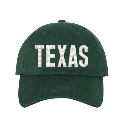 Forest Green Texas chainstitched embroidered baseball hat with Texas map design. A statement baseball hat for women who love Texas pride, street style, and effortless outfits. - DSY Lifestyle