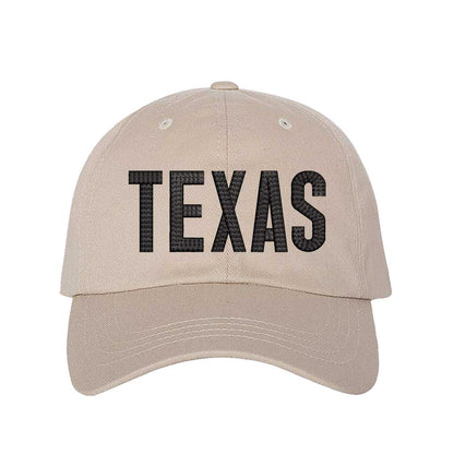 Stone with black thread Texas chainstitched embroidered baseball hat with Texas map design. A statement baseball hat for women who love Texas pride, street style, and effortless outfits. - DSY Lifestyle