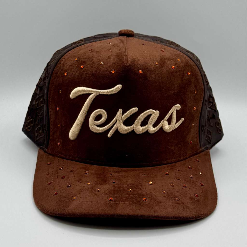 Texas Suede Rhinestone Baseball hat