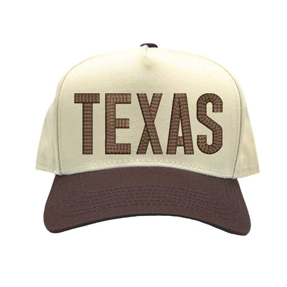 Natural Brown Texas embroidered two-tone baseball hat. A statement baseball hat for women who love Texas pride, street style, and effortless outfits. - DSY Lifestyle