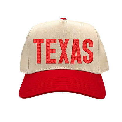 Natural Red Texas embroidered two tone baseball hat. A statement baseball hat for women who love Texas pride, street style, and effortless outfits. - DSY Lifestyle