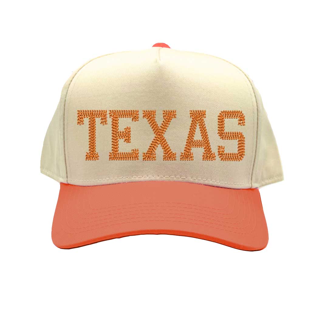 Natural Orange Texas Chain Up 5-Panel Spring Embroidered Baseball Hat – A bold and stylish cap featuring Texas pride embroidery, perfect for streetwear and Southern swagger – DSY Lifestyle