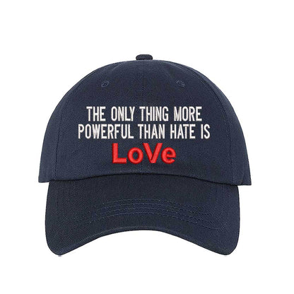Love over hate viral statement embroidered  navy blue baseball hat by DSY Lifestyle