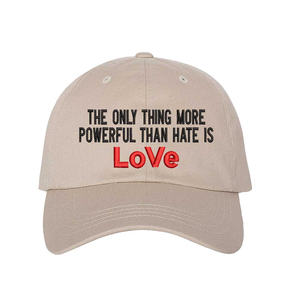 Love over hate viral statement embroidered stone baseball hat by DSY Lifestyle