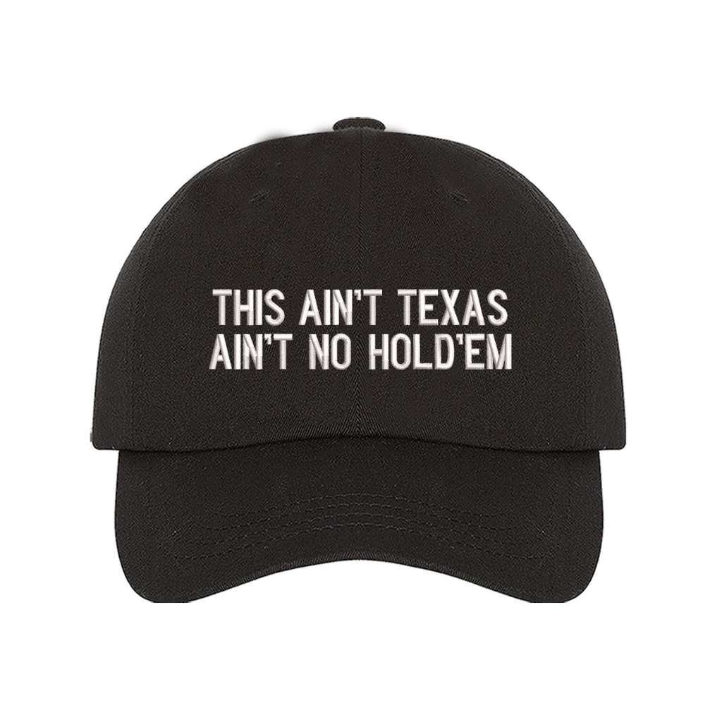 Black baseball hat that has the phrase this ain&