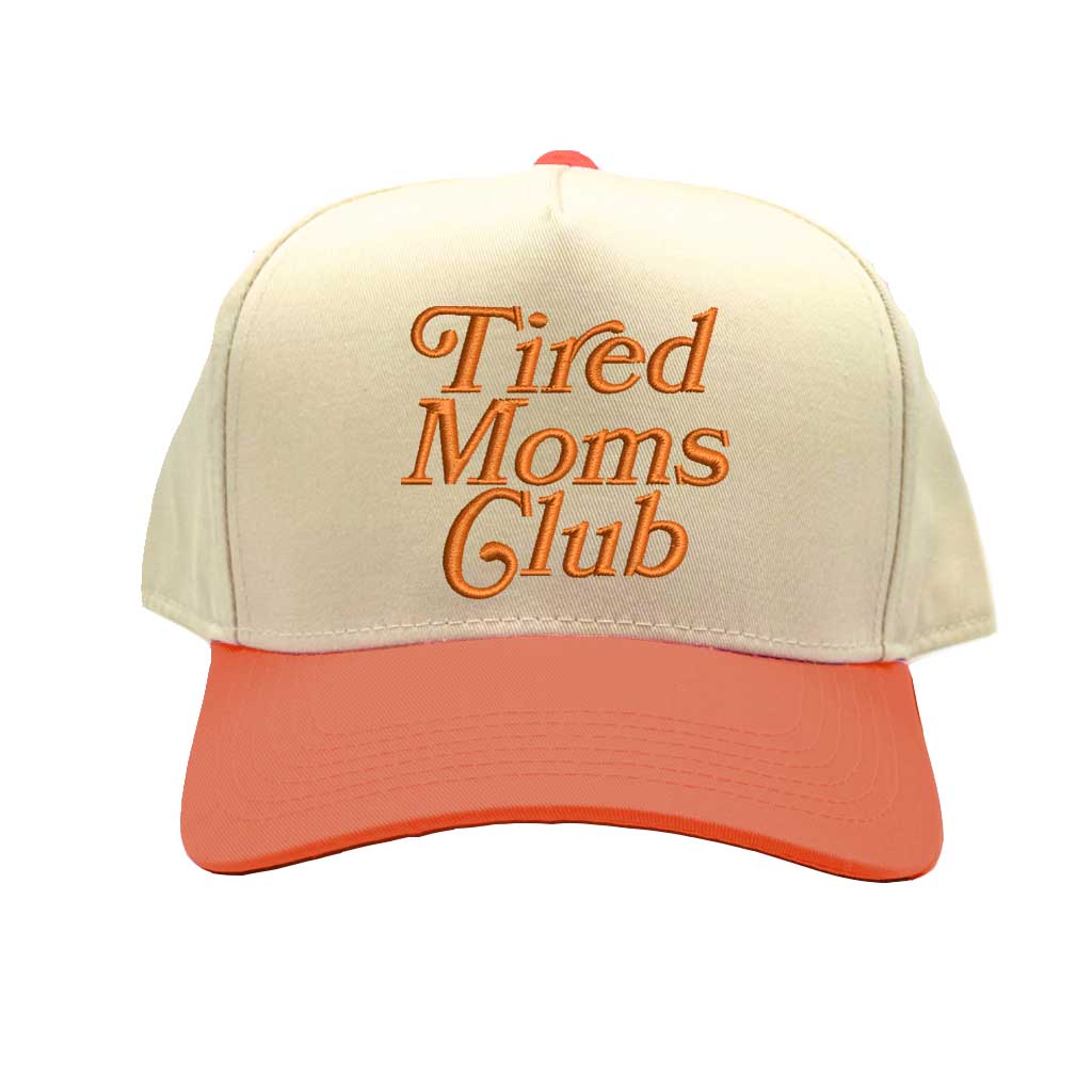 Natural Orange Tired Moms Club 5-Panel Baseball Hat – A breathable, embroidered cap for sleep-deprived moms who do it all – DSY Lifestyle