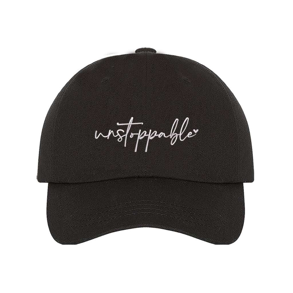 Black baseball hat embroidered with the phrase unstoppable-DSY Lifestyle