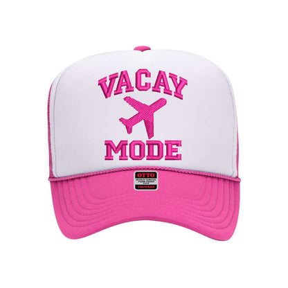 Hot Pink trucker hat embroidered with Vacay Mode - DSY Lifestyle 