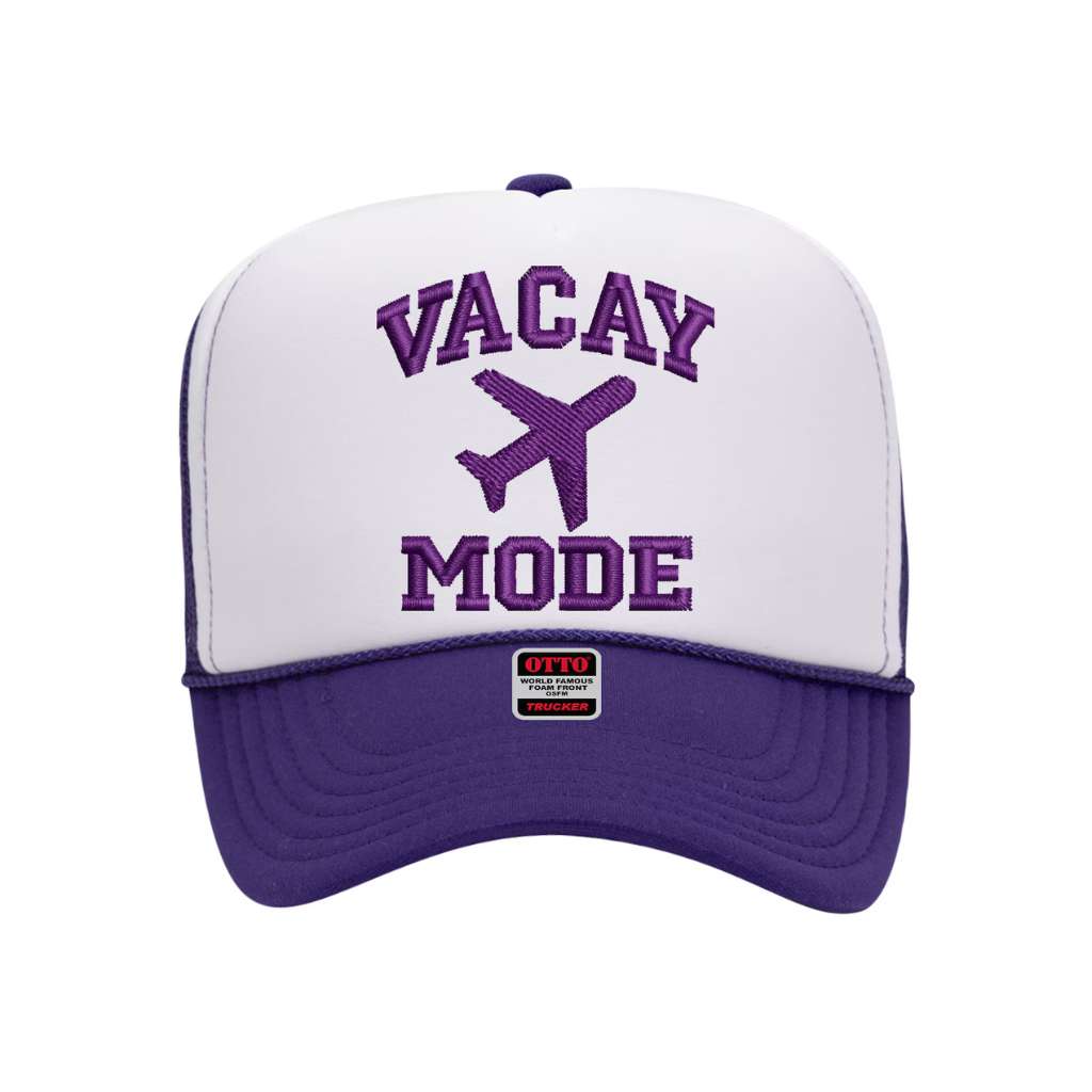 Purple trucker hat embroidered with Vacay Mode - DSY Lifestyle 