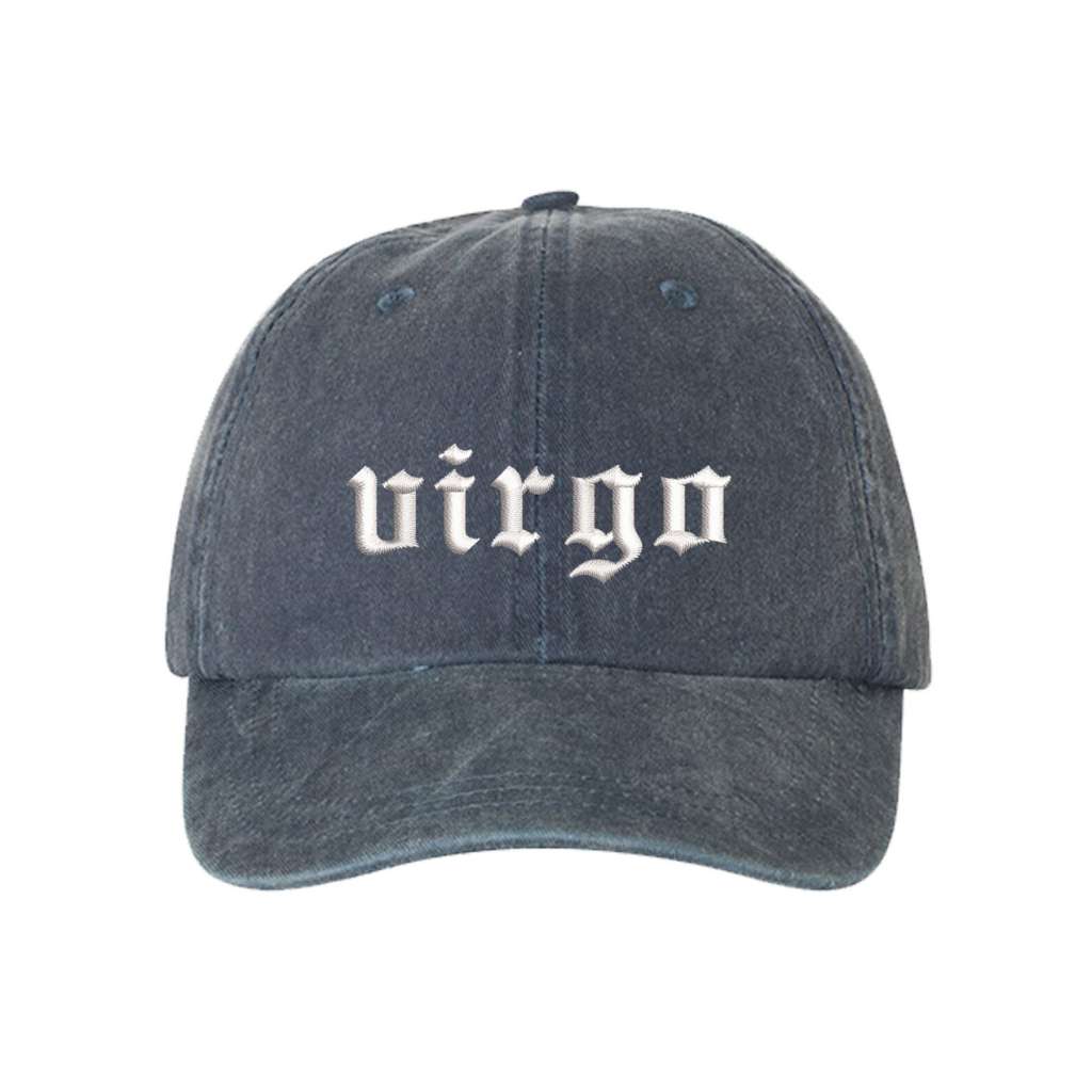 Navy washed baseball hat embroidered with Virgo Zodiac Sign - DSY Lifestyle