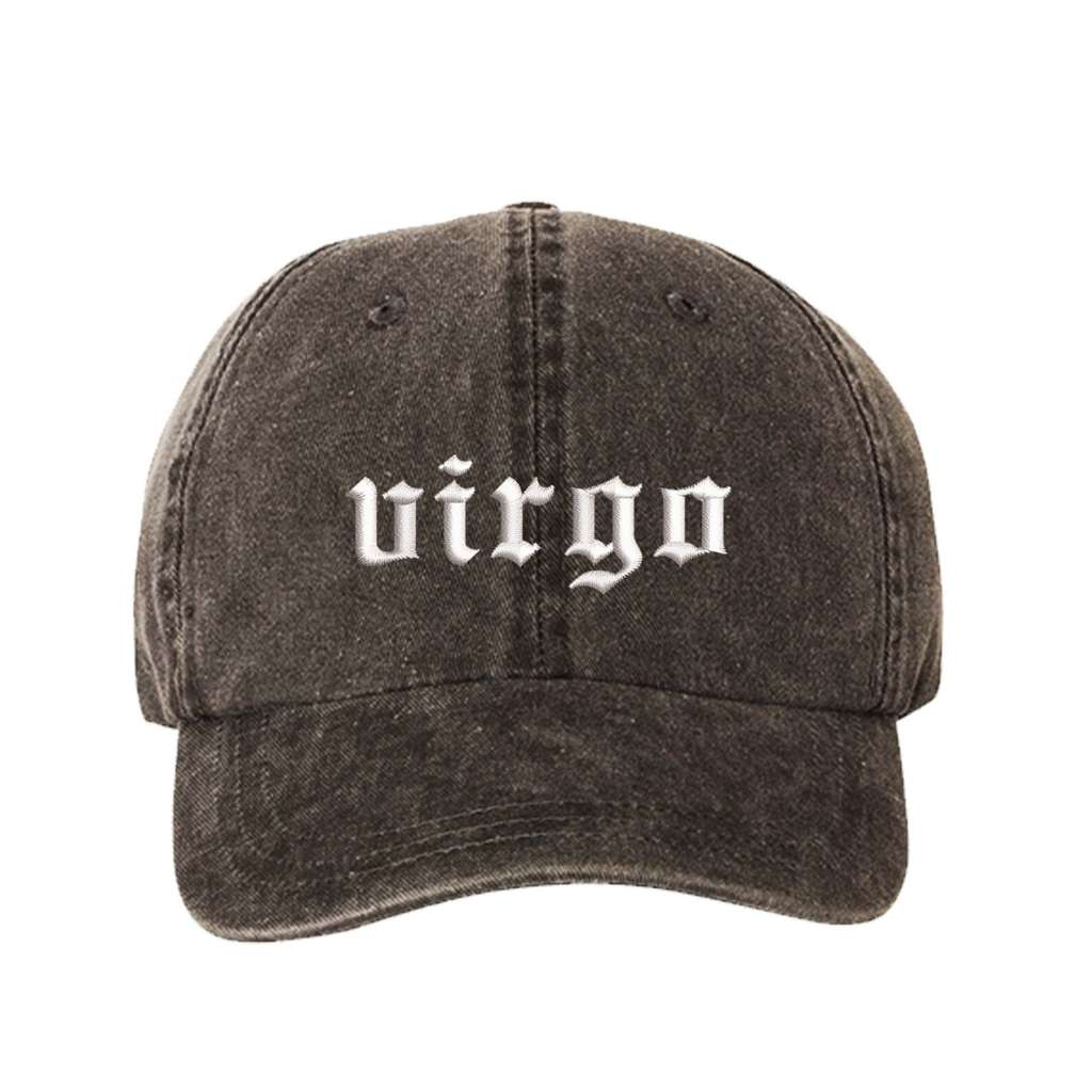 Black washed baseball hat embroidered with Virgo Zodiac Sign - DSY Lifestyle