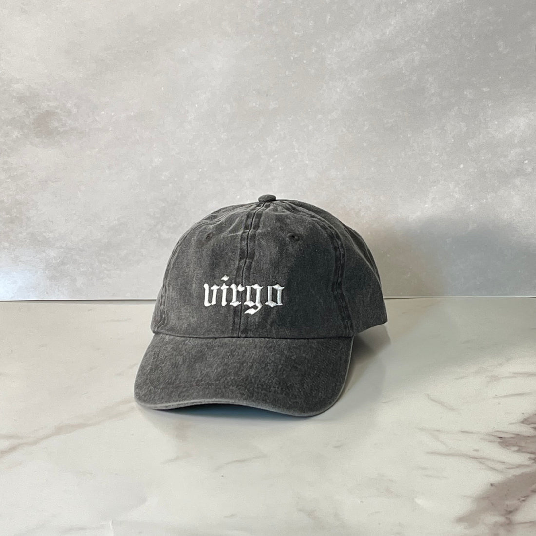 Black washed baseball hat embroidered with Virgo Zodiac Sign - DSY Lifestyle