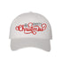 White Merry Christmas Snowflake Embroidered Baseball Hat featuring festive red and white embroidery, curved brim, and adjustable hook and loop closure for holiday style. - DSY Lifestyle