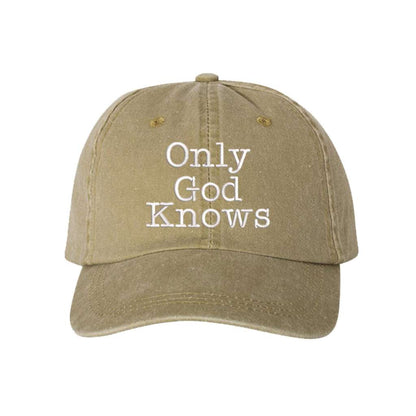 Washed khaki baseball hat embroidered with only god knows - DSY Lifestyle
