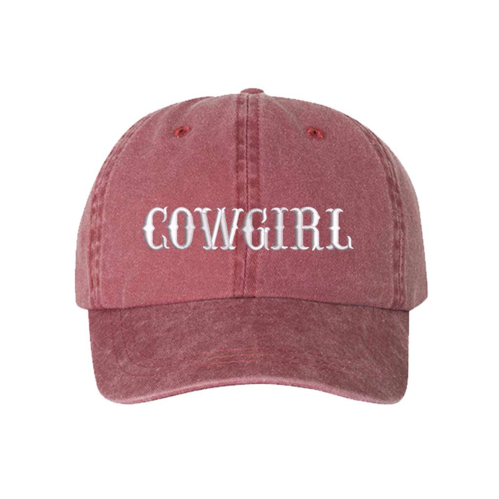 Washed wine baseball hat embroidered with the word cowgirl-DSY Lifetsyle