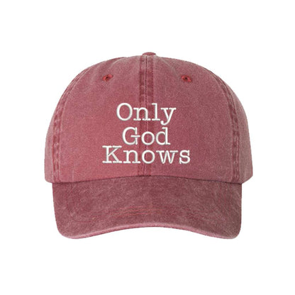 Washed wine baseball hat embroidered with only god knows - DSY Lifestyle