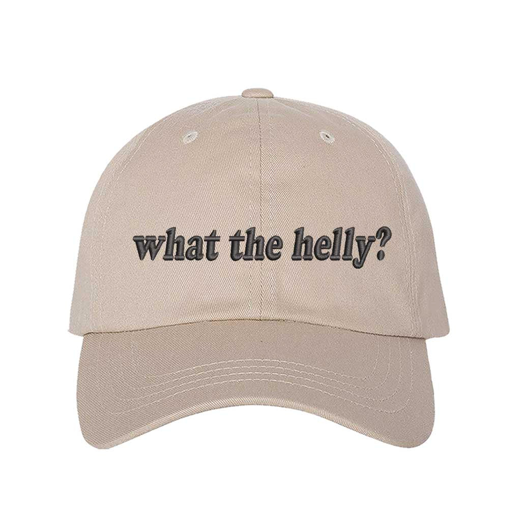 Stone What The Helly? Embroidered Baseball Hat with bold white stitching on a relaxed-fit cap, perfect for expressive everyday wear – DSY Lifestyle 