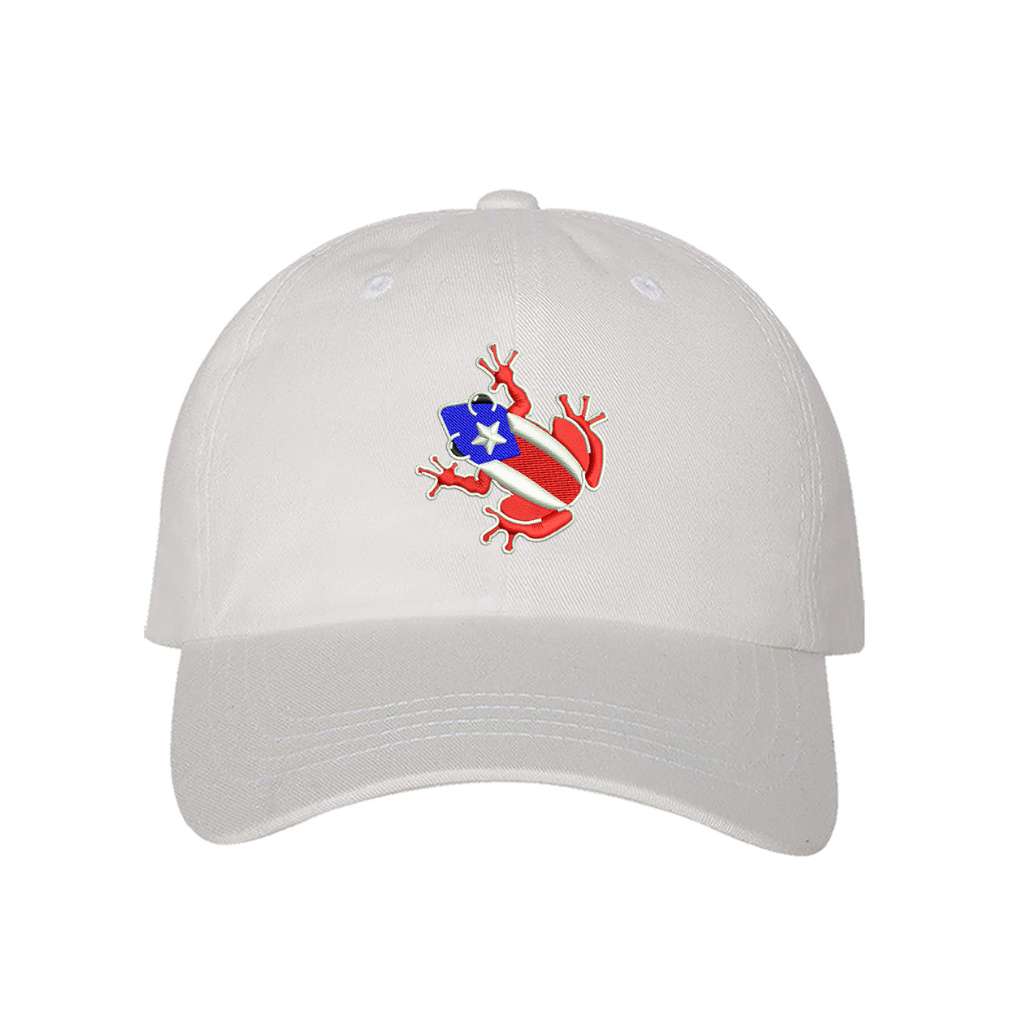 White  baseball hat embroidered with a coqui - DSY Lifestsyle