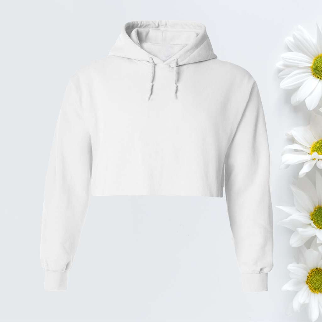 White unisex oversized cropped hoodie with a raw edge - DSY Lifestyle