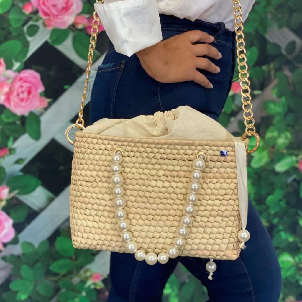 Pearl Strand Crossbody Purse - Palm Purse with Pearls
