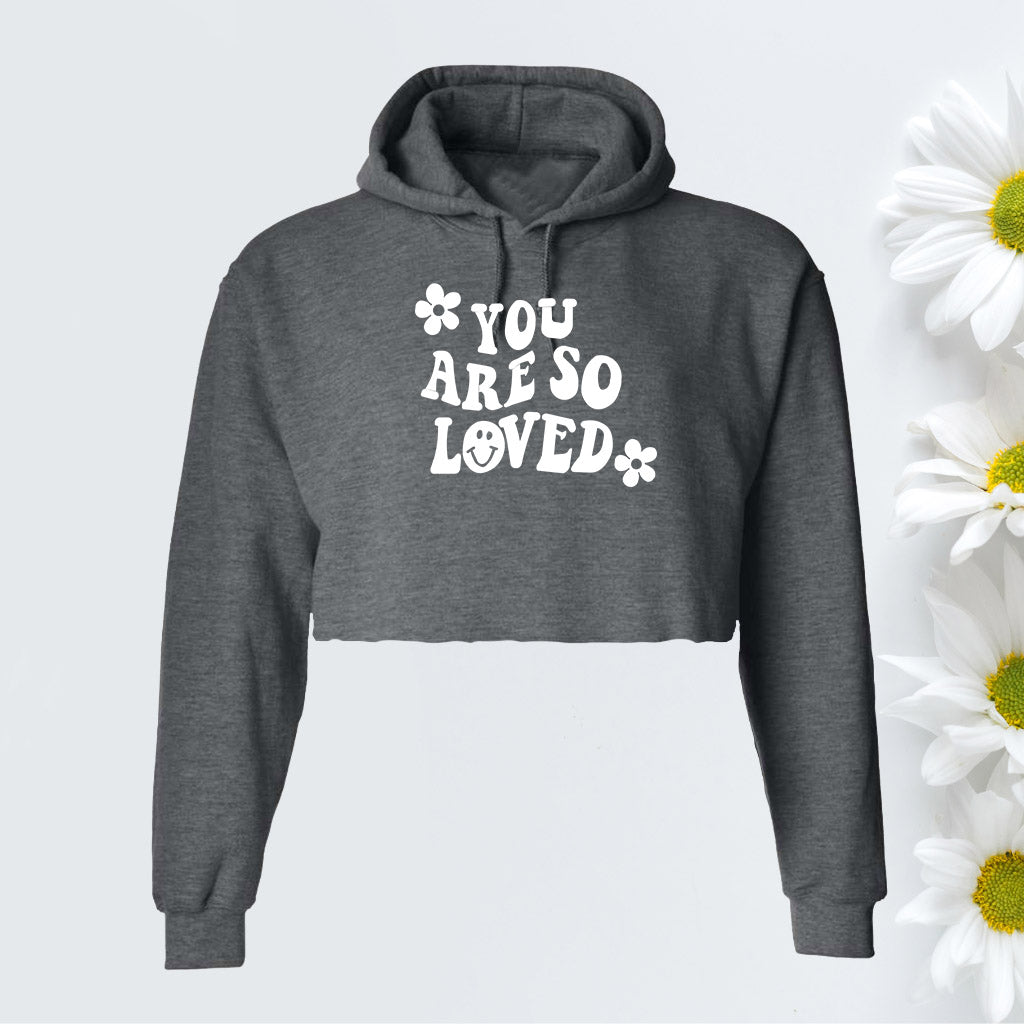 Dark Heather Gray You are so Loved Cropped Hoodie - DSY Lifestyle