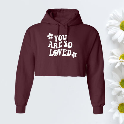 Maroon You are so Loved Cropped Hoodie - DSY Lifestyle