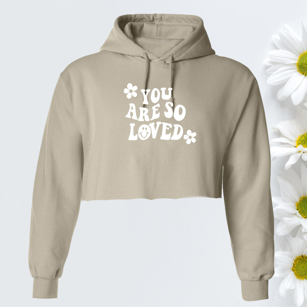 Khaki You are so Loved Cropped Hoodie - DSY Lifestyle