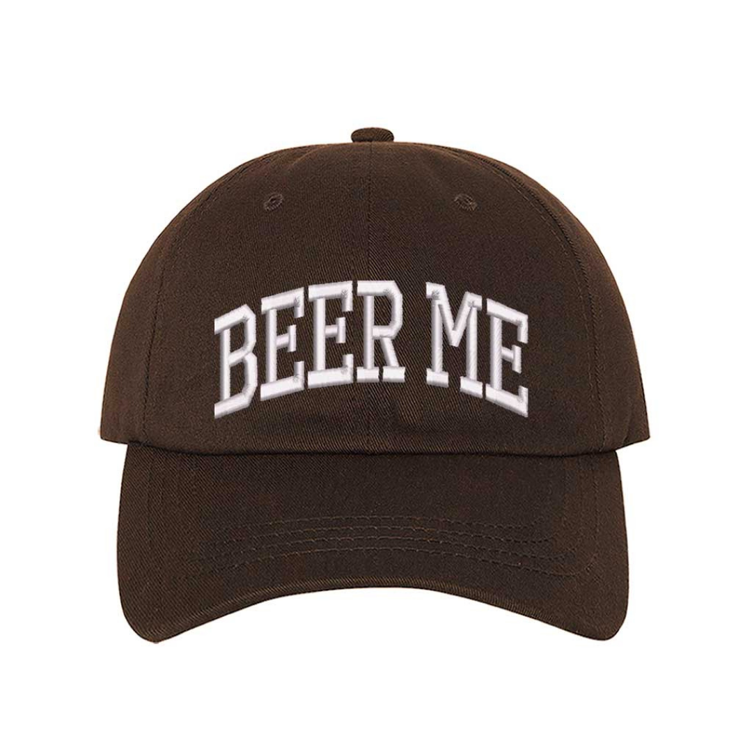 Brown Beer Me Embroidered Baseball Hat with bold stitching, breathable cotton fabric, and adjustable strap for a perfect fit – DSY Lifestyle