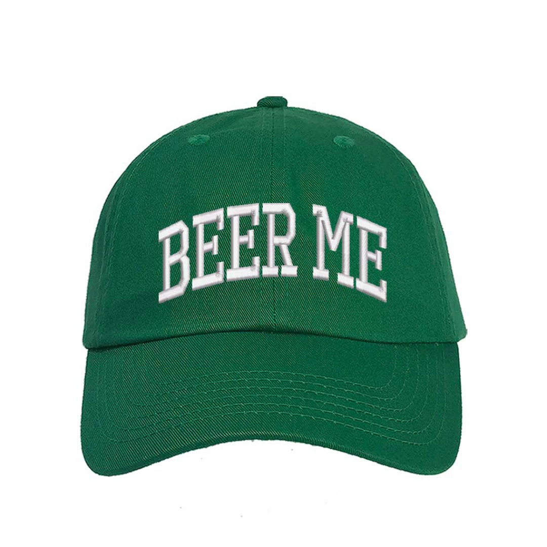 Kelly Green Beer Me Embroidered Baseball Hat with bold stitching, breathable cotton fabric, and adjustable strap for a perfect fit – DSY Lifestyle