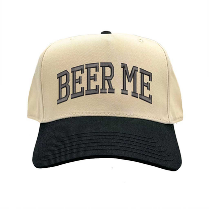 Natural Black Beer Me Two Tone 5 Panel Embroidered Baseball Hat with fun stitched design and adjustable snapback closure perfect for beer lovers and tailgates – DSY Lifestyle