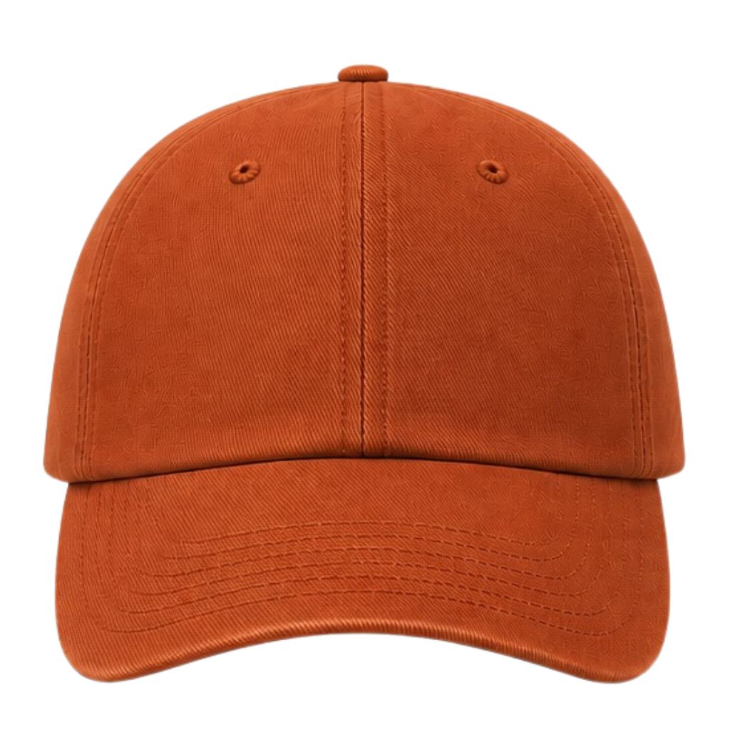 Burnt orange custom embroidered baseball hat personalized with your text or logo