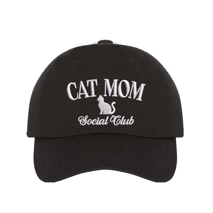 Black Cat Mom Social Club embroidered baseball hat with adjustable hook &amp; loop closure, cute classic cap for cat lovers and pet moms – DSY Lifestyle.