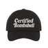 Black Certified Bombshell Embroidered Baseball Cap with adjustable strap and curved visor - DSY Lifestyle