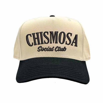 Natural Black Chismosa Social Club embroidered 5 panel baseball hat with premium stitching and adjustable strap – DSY Lifestyle