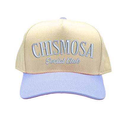 Natural Light Blue Chismosa Social Club embroidered 5 panel baseball hat with premium stitching and adjustable strap – DSY Lifestyle