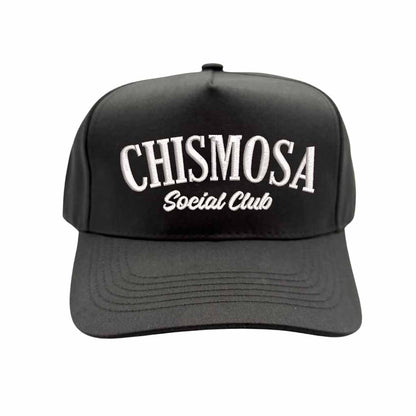 Black Chismosa Social Club embroidered 5 panel baseball hat with premium stitching and adjustable strap – DSY Lifestyle