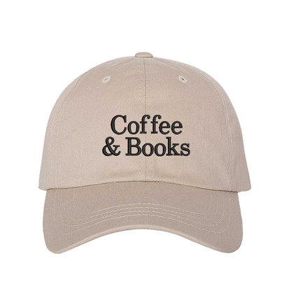 Stone Coffee &amp; Books embroidered baseball hat in a premium cotton twill featuring minimalist serif typography by DSY Lifestyle.