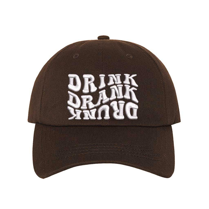 Brown Drink Drank Drunk Embroidered Baseball Hat featuring bold stitched lettering, breathable cotton fabric, and adjustable hook &amp; loop closure – DSY Lifestyle